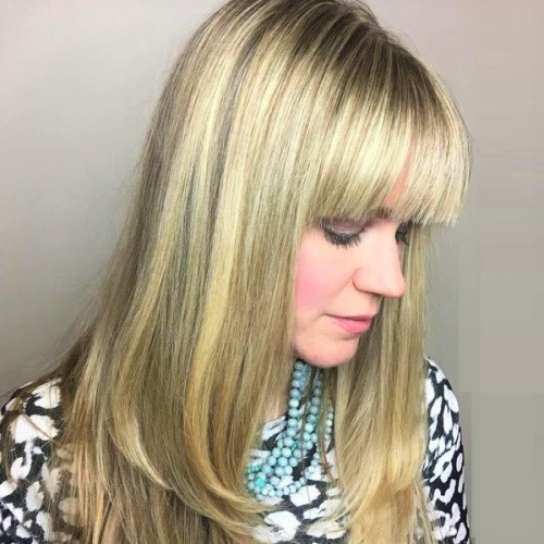 Blunt Bangs Layered Haircuts for Long Hair