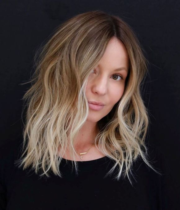 Razored Bronde Lob with White Ends