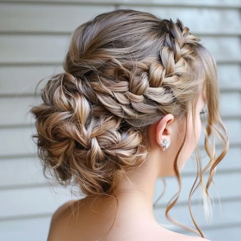 Stunning Prom Hairstyles: Messy Bun with Braids
